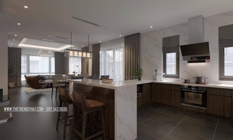 Thi công đá bàn đảo bếp